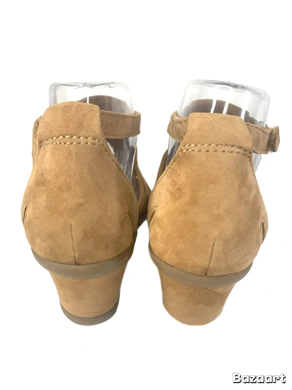 Earth Tan Suede Peep-Toe Wedge Sandals 9 wide